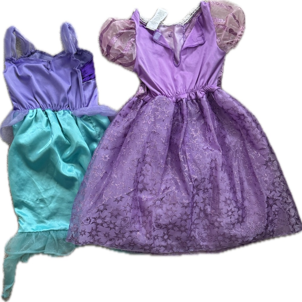 Disney Little Mermaid and Rapunzel Princess Costume Set 4T-6T - Picture 2 of 2